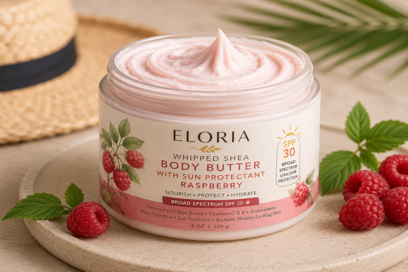 Whipped Shea Body Butter With Sun Protectant Raspberry